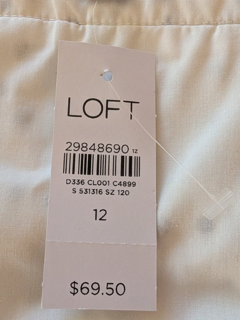 NWT Loft. Black Polka dots on white linen skirt. - Picture 2 of 6